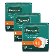 Incontinence Protection with Tabs, Large, 35" to 49" Waist, 16/Pack, 3 Packs/Carton