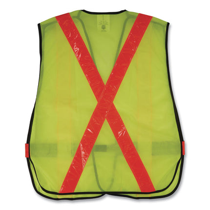 GloWear 8080BAX Non-Certified X-Back Hi-Vis Safety Vest, Polyester, One Size Fits Most, Lime/Orange