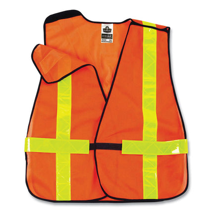 GloWear 8080BAX Non-Certified X-Back Hi-Vis Safety Vest, Polyester, One Size Fits Most, Orange/Yellow