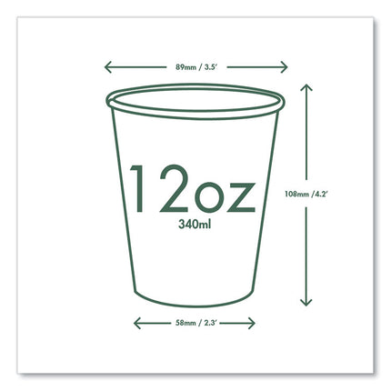 89-Series Hot Cup, 12 oz, Paper, White/Green, 1,000/Carton