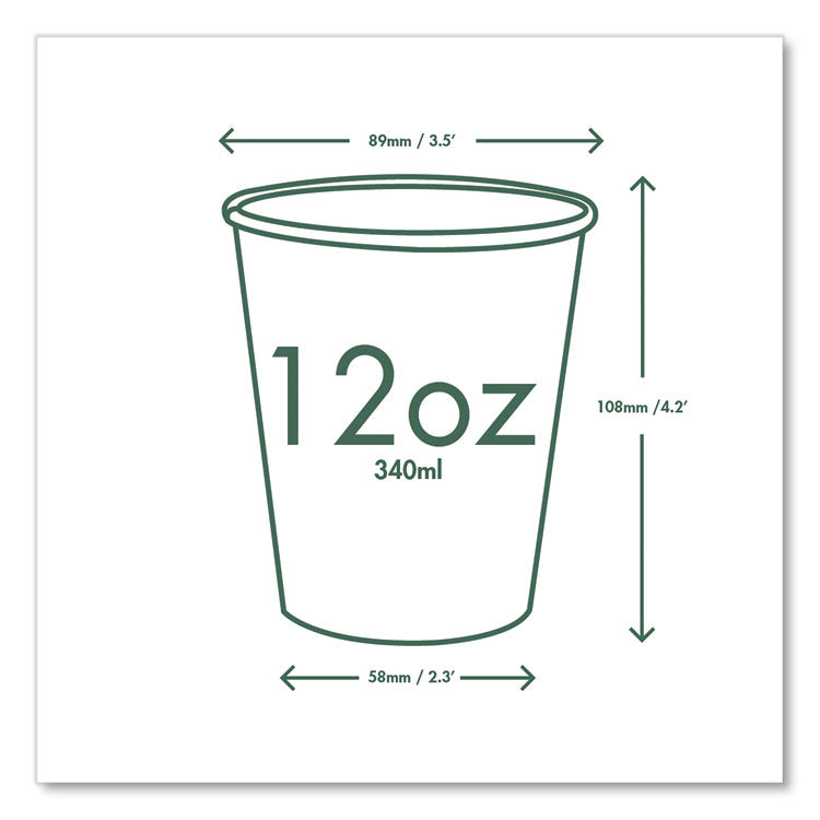 89-Series Hot Cup, 12 oz, Paper, White/Green, 1,000/Carton