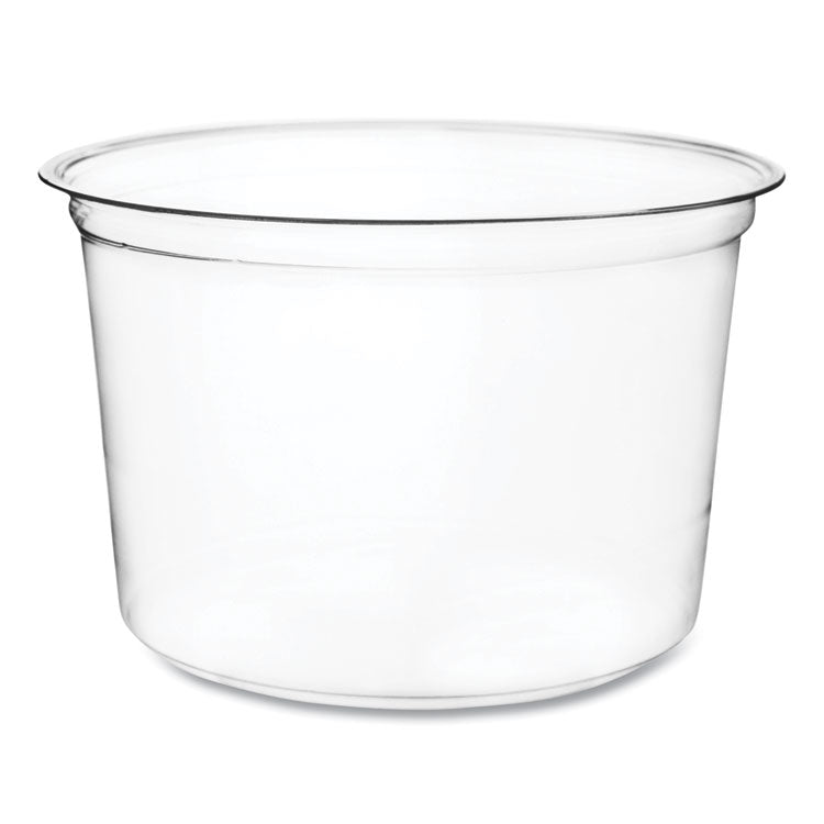 Round Deli Pots, Compostable, 16 oz, 4.6 Diameter x 3" h, Clear, Plastic, 500/Carton