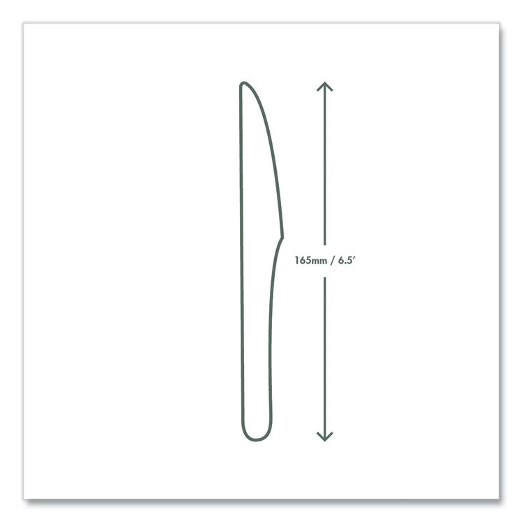 CPLA Cutlery, General Purpose Knife, Plastic, White, 1,000/Carton