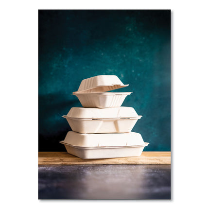 Nourish Molded Fiber Takeout Containers, Compostable, 3 Compartments, 7.9 x 7.9 x 2.9, White, Sugarcane, 200/Carton