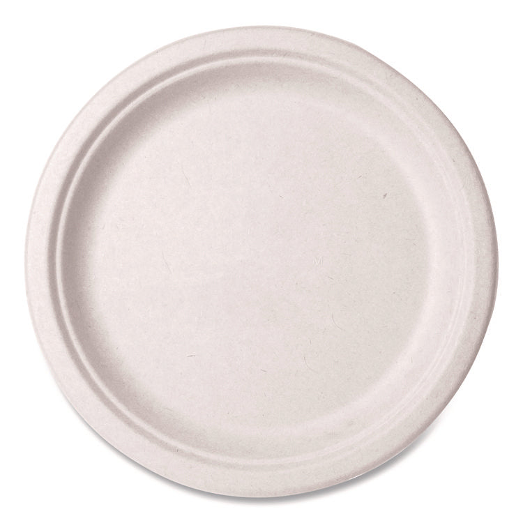 Nourish Molded Fiber Tableware, Compostable, Plate, Sugarcane, 10" dia, White, 500/Carton