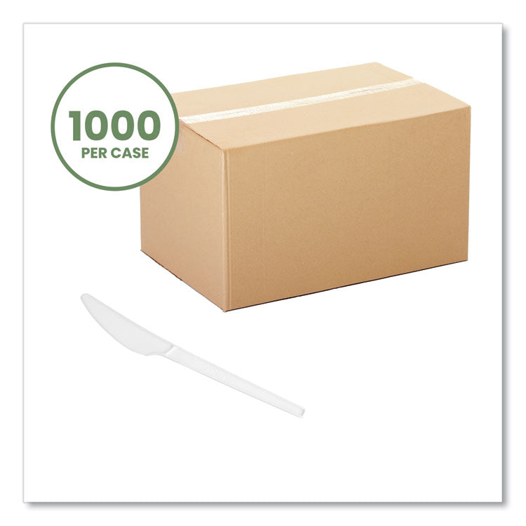 CPLA Cutlery, General Purpose Knife, Plastic, White, 1,000/Carton
