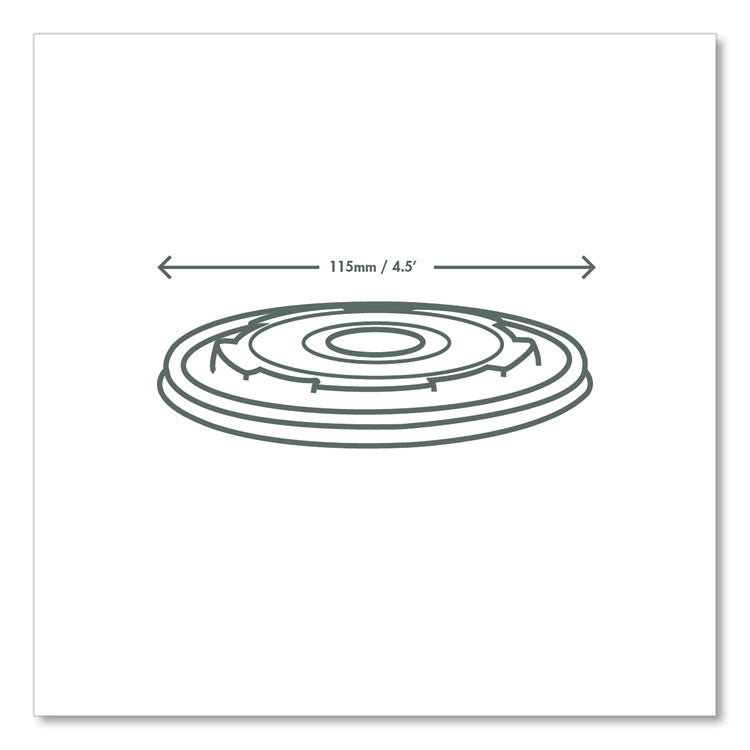 115-Series Flat Hot Lids, Compostable, For Use With 115-Series Soup Containers, White, Plastic, 500/Carton