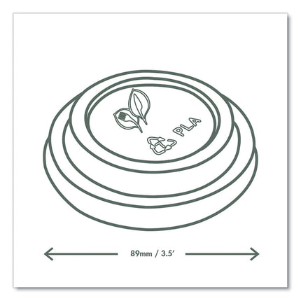 89 Series Hot Cup Lids, Fits Vegware 89-Series Hot Cups, Plastic, White, 1,000/Carton