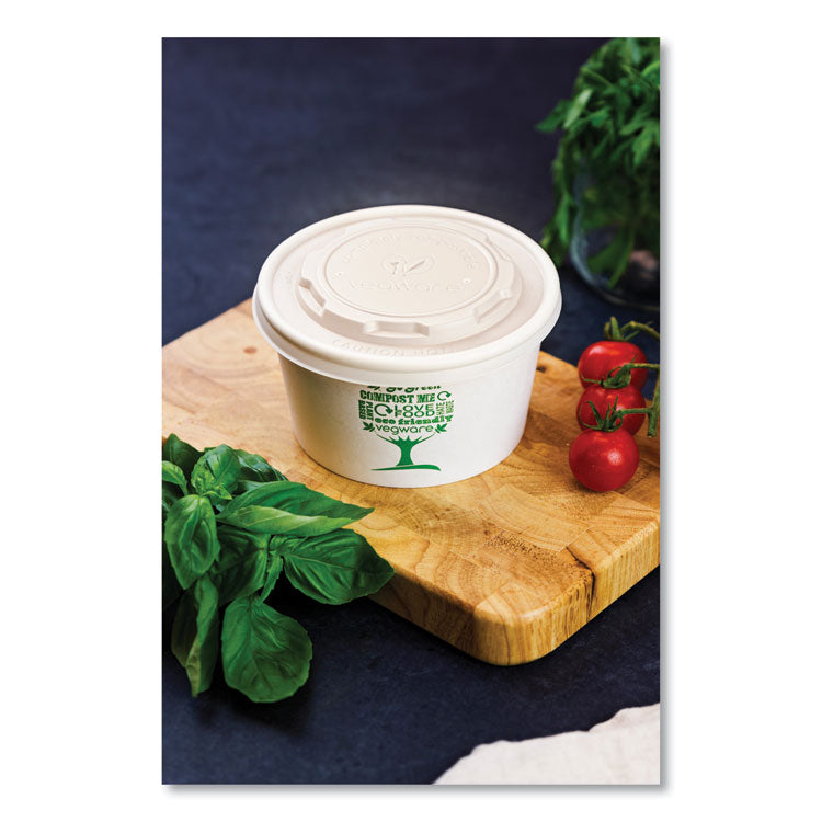 115-Series Flat Hot Lids, Compostable, For Use With 115-Series Soup Containers, White, Plastic, 500/Carton