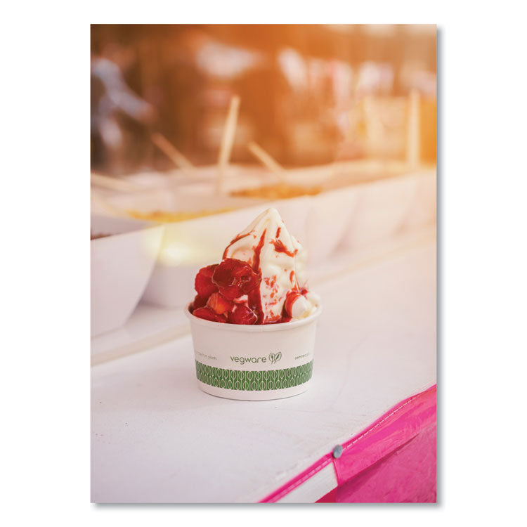 Soup Containers, Compostable, 6 oz, 3.5" Diameter x 1.7" h, Green/White, Paper, 1,000/Carton