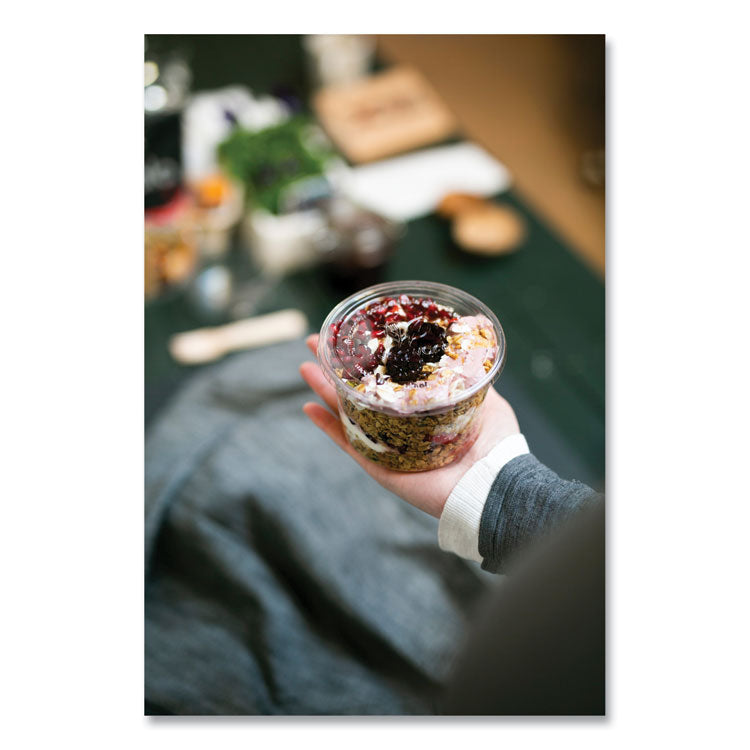 Round Deli Pot Lids, Compostable, For 8 oz to 32 oz Deli Containers, Clear, Plastic, 500/Carton