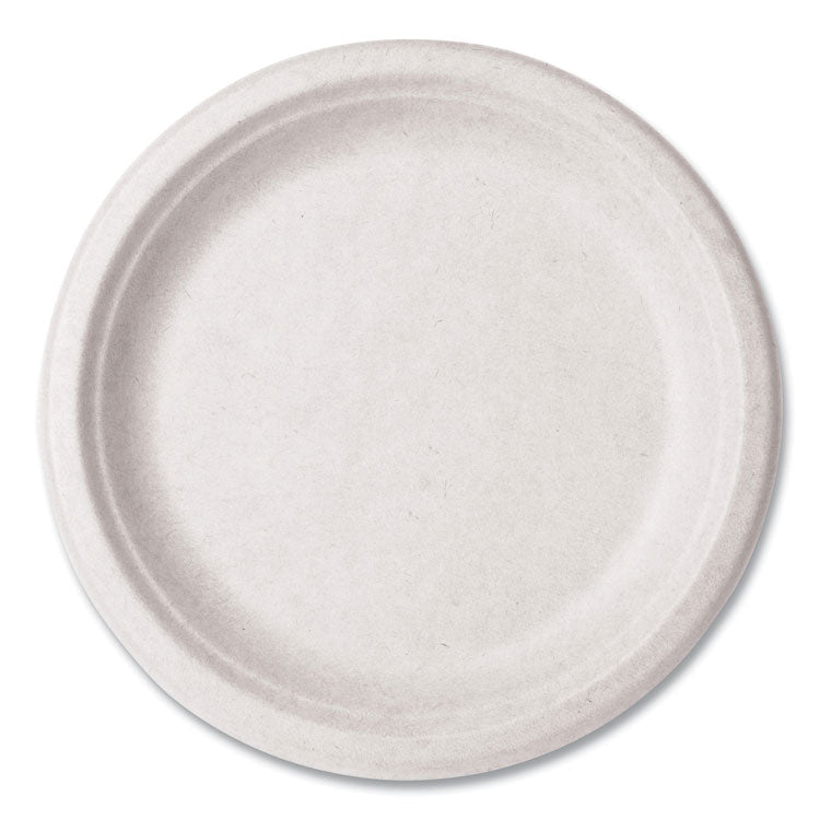 Nourish Molded Fiber Tableware, Compostable, Plate, Sugarcane, 9" dia, White, 500/Carton