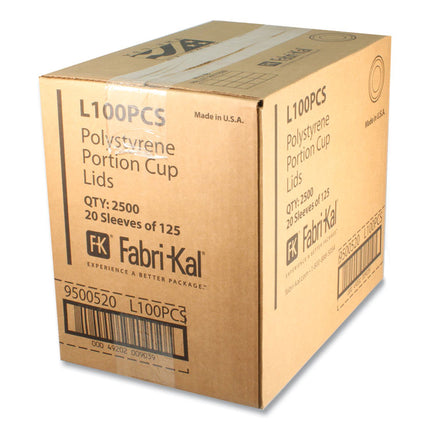 Portion Cup Lids, Fits 1 oz Squat Portion Cups, Plastic, Clear, 125/Sleeve, 20 Sleeves/Carton