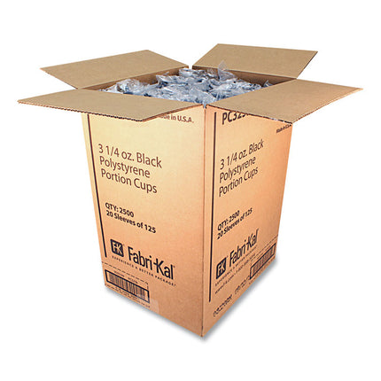 Portion Cups, 3.25 oz, Plastic, Black, 125/Sleeve, 20 Sleeves/Carton