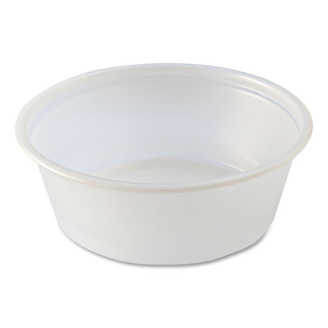 Portion Cups, Squat, 1.5 oz, Plastic, Translucent, 125/Sleeve, 20 Sleeve/Carton