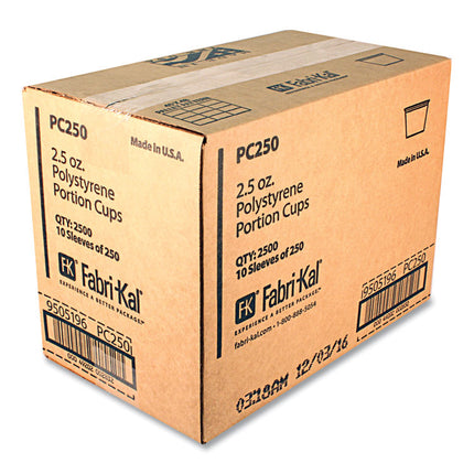 Portion Cups, 2.5 oz, Plastic, Translucent, 125/Sleeve, 20 Sleeve/Carton
