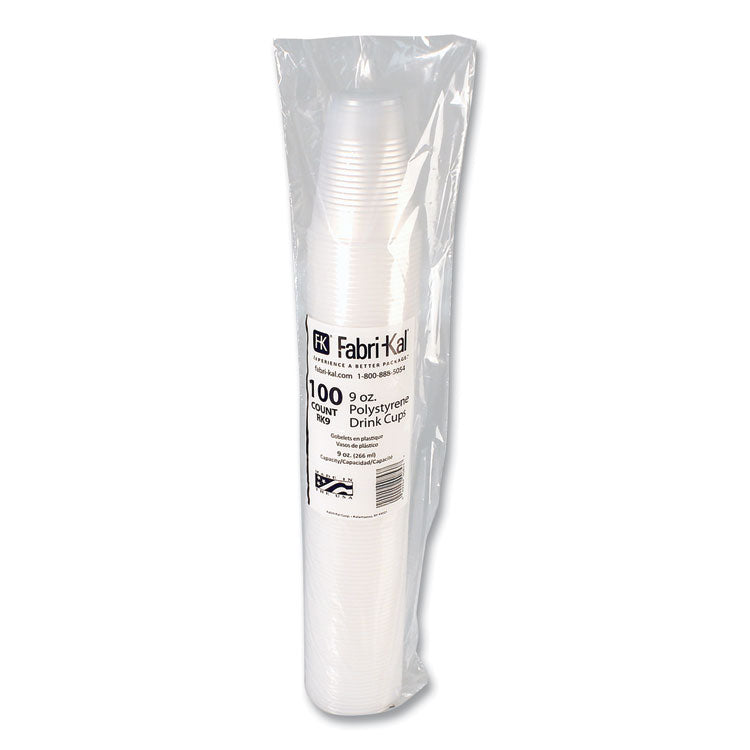 RK Ribbed Cold Drink Cups, 9 oz, Plastic, Clear, 100/Sleeve, 25 Sleeves/Carton