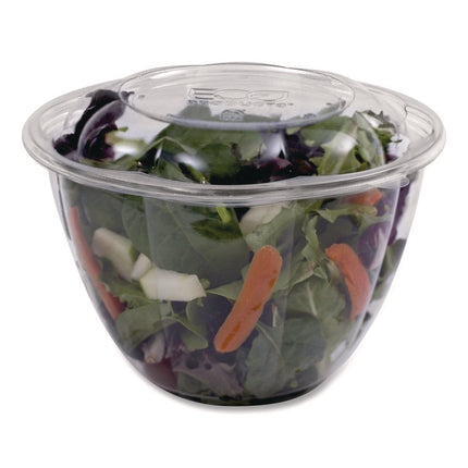 Renewable and Compostable Salad Bowls with Lids, 48 oz, Clear, Plastic, 150/Carton