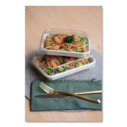 WorldView Renewable Molded Fiber Containers, 16 oz, 4.7 x 7 x 1.5, White, 400/Carton