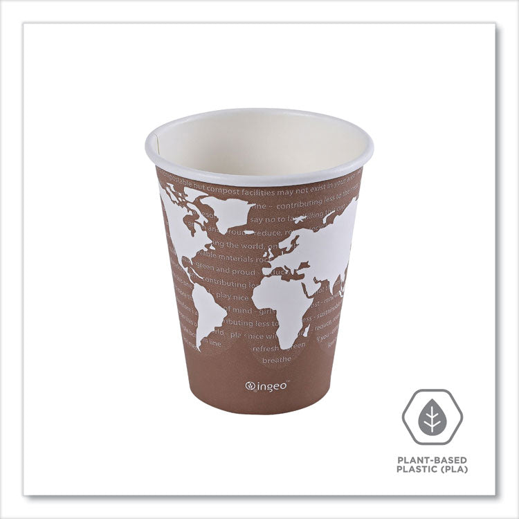 World Art Renewable and Compostable Hot Cups, 8 oz, Paper, Brown/White, 50/Pack, 20 Packs/Carton
