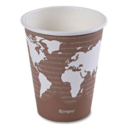 World Art Renewable and Compostable Hot Cups, 8 oz, Paper, Brown/White, 50/Pack