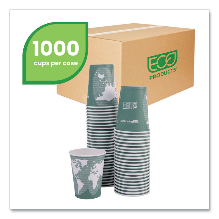 World Art Renewable and Compostable Hot Cups, 12 oz, Paper, Gray, 50/Pack, 20 Packs/Carton
