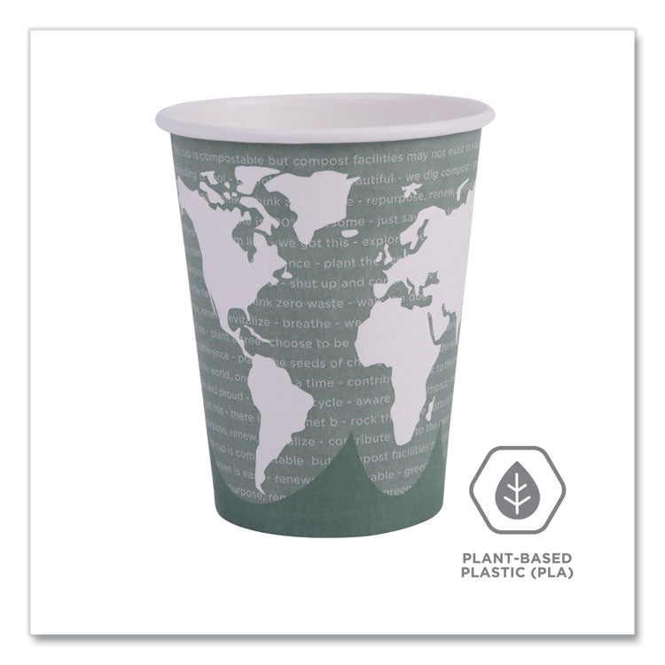 World Art Renewable and Compostable Hot Cups, 12 oz, Paper, Gray, 50/Pack, 20 Packs/Carton