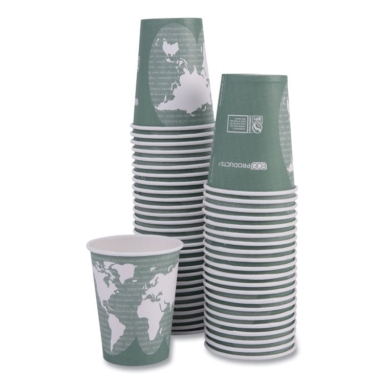 World Art Renewable and Compostable Hot Cups, 12 oz, Paper, Gray, 50/Pack