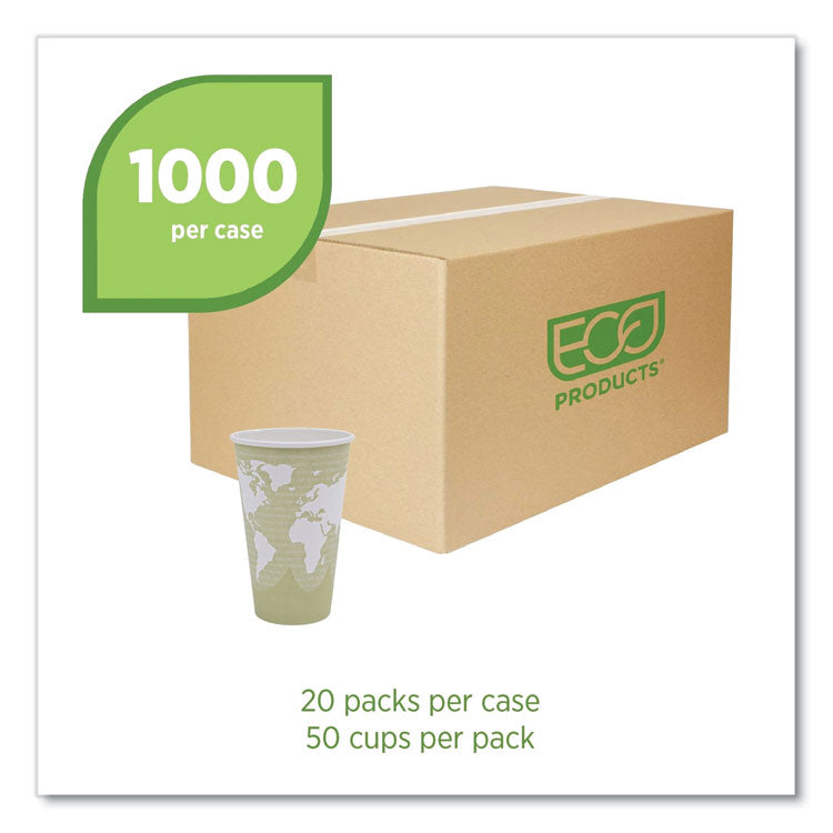 World Art Renewable and Compostable Hot Cups, 16 oz, Paper, Tan, 50/Pack, 20 Packs/Carton