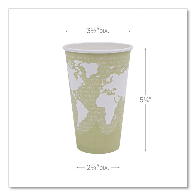 World Art Renewable and Compostable Hot Cups, 16 oz, Paper, Tan, 50/Pack, 20 Packs/Carton