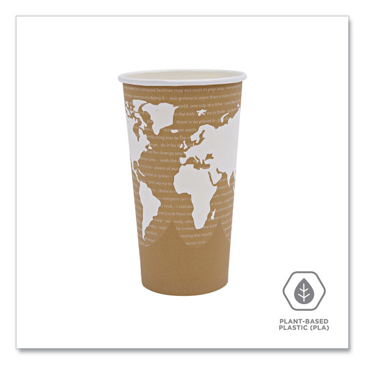 World Art Renewable and Compostable Hot Cups, 20 oz, Paper, Brown/White, 50/Pack, 20 Packs/Carton