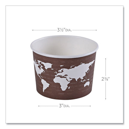 World Art Renewable and Compostable Food Container, 8 oz, 3.04" Diameter x 2.3" h, Brown, Paper, 50/Pack, 20 Packs/Carton