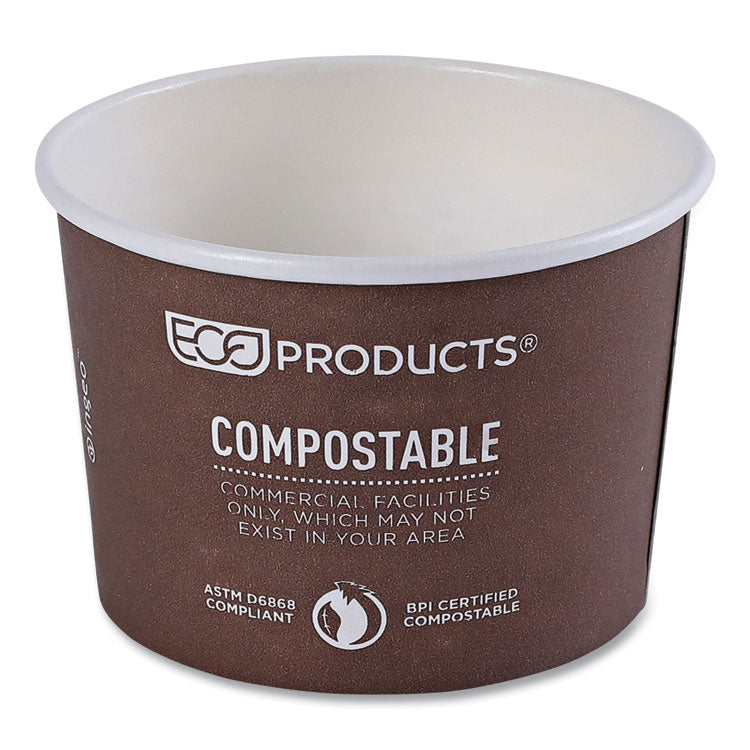 World Art Renewable and Compostable Food Container, 8 oz, 3.04" Diameter x 2.3" h, Brown, Paper, 50/Pack, 20 Packs/Carton
