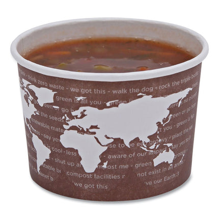 World Art Renewable and Compostable Food Container, 8 oz, 3.04" Diameter x 2.3" h, Brown, Paper, 50/Pack, 20 Packs/Carton