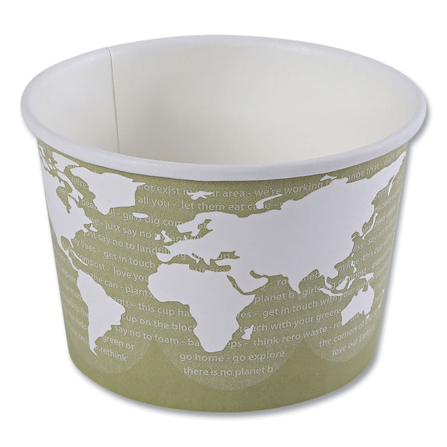 World Art Renewable and Compostable Food Container, 16 oz, 4.05" Diameter x 3" h, Seafoam, Paper, 25/Pack, 20 Packs/Carton