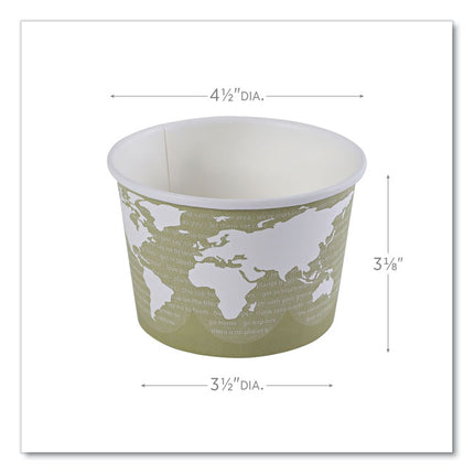 World Art Renewable and Compostable Food Container, 16 oz, 4.05" Diameter x 3" h, Seafoam, Paper, 25/Pack, 20 Packs/Carton
