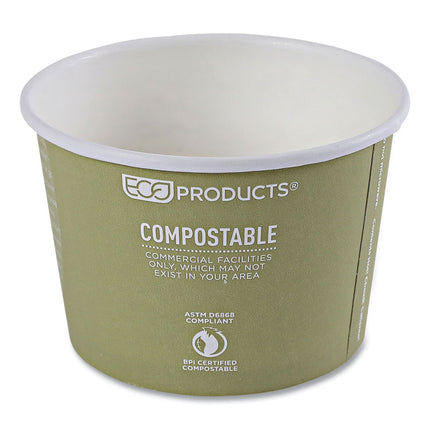 World Art Renewable and Compostable Food Container, 16 oz, 4.05" Diameter x 3" h, Seafoam, Paper, 25/Pack, 20 Packs/Carton