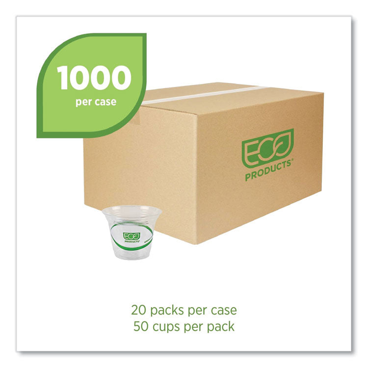 GreenStripe Renewable and Compostable Cold Cups, 9 oz, Plastic, Clear, 50/Pack, 20 Packs/Carton