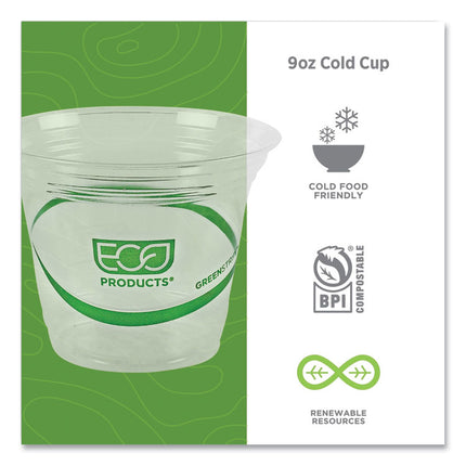 GreenStripe Renewable and Compostable Cold Cups, 9 oz, Plastic, Clear, 50/Pack, 20 Packs/Carton