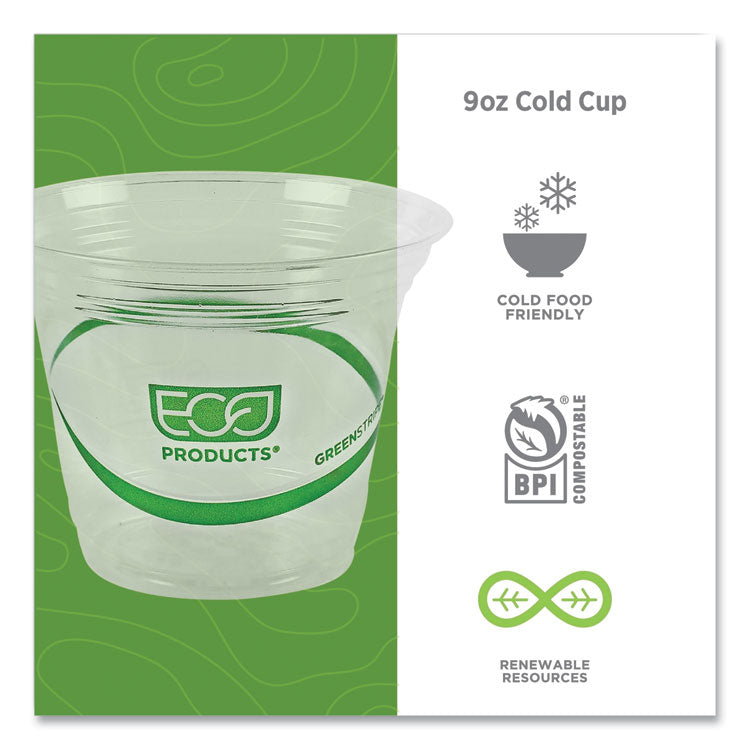 GreenStripe Renewable and Compostable Cold Cups, 9 oz, Plastic, Clear, 50/Pack, 20 Packs/Carton