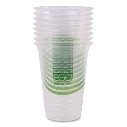 GreenStripe Renewable and Compostable Cold Cups, 16 oz, Plastic, Clear, 50/Pack, 20 Packs/Carton