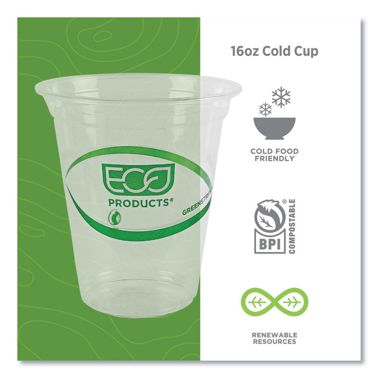 GreenStripe Renewable and Compostable Cold Cups Convenience Pack, 16 oz, Plastic, Clear, 50/Pack