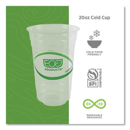 GreenStripe Renewable and Compostable Cold Cups, 20 oz, Plastic, Clear, 50/Pack, 20 Packs/Carton