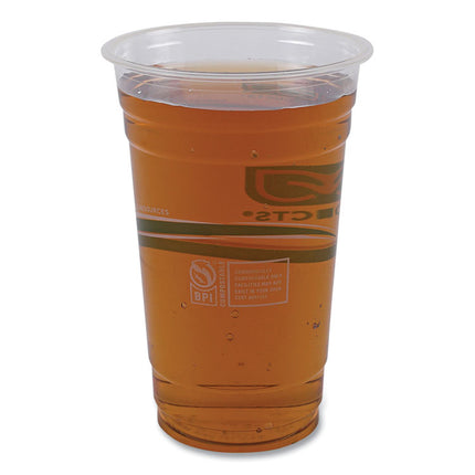 GreenStripe Renewable and Compostable Cold Cups, 20 oz, Plastic, Clear, 50/Pack, 20 Packs/Carton