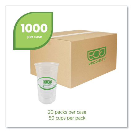 GreenStripe Renewable and Compostable PLA Cold Cups, 24 oz, Plastic, Clear, 50/Pack, 20 Packs/Carton