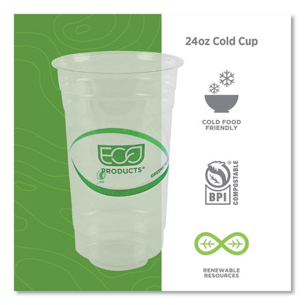 GreenStripe Renewable and Compostable PLA Cold Cups, 24 oz, Plastic, Clear, 50/Pack, 20 Packs/Carton