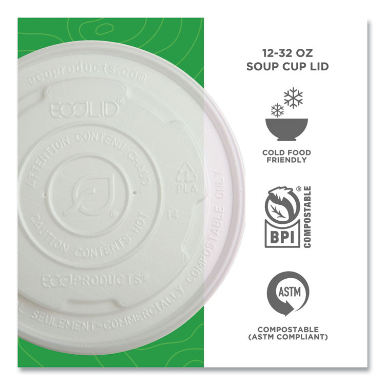 World Art PLA-Laminated Soup Container Lids, For 12 oz to 32 oz Containers, White, Plastic, 50/Pack, 10 Packs/Carton