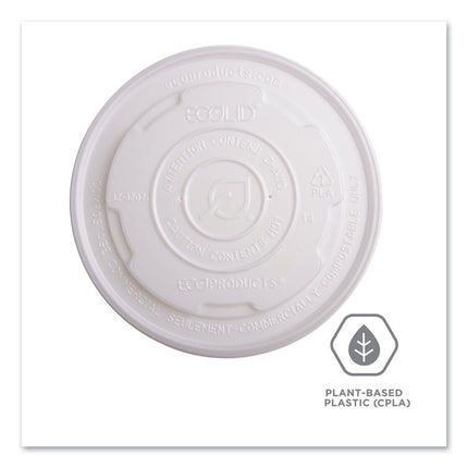 World Art PLA-Laminated Soup Container Lids, For 12 oz to 32 oz Containers, White, Plastic, 50/Pack, 10 Packs/Carton