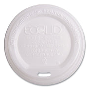 EcoLid Renewable/Compostable Hot Cup Lids, Fits 10 oz to 20 oz Hot Cups, Plastic, White, 50/Pack, 16 Packs/Carton
