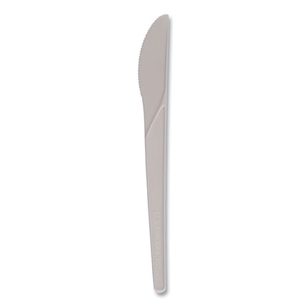 Plantware Compostable Cutlery, Knife, Plastic, Pearl White, 50/Pack, 20 Packs/Carton
